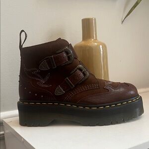 New Dr Martens Single Devon Gothic Americana Leather Platform Boot Size 8